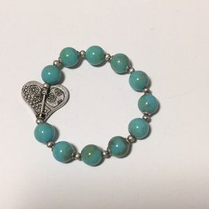 Teal and silver vintage bracelet